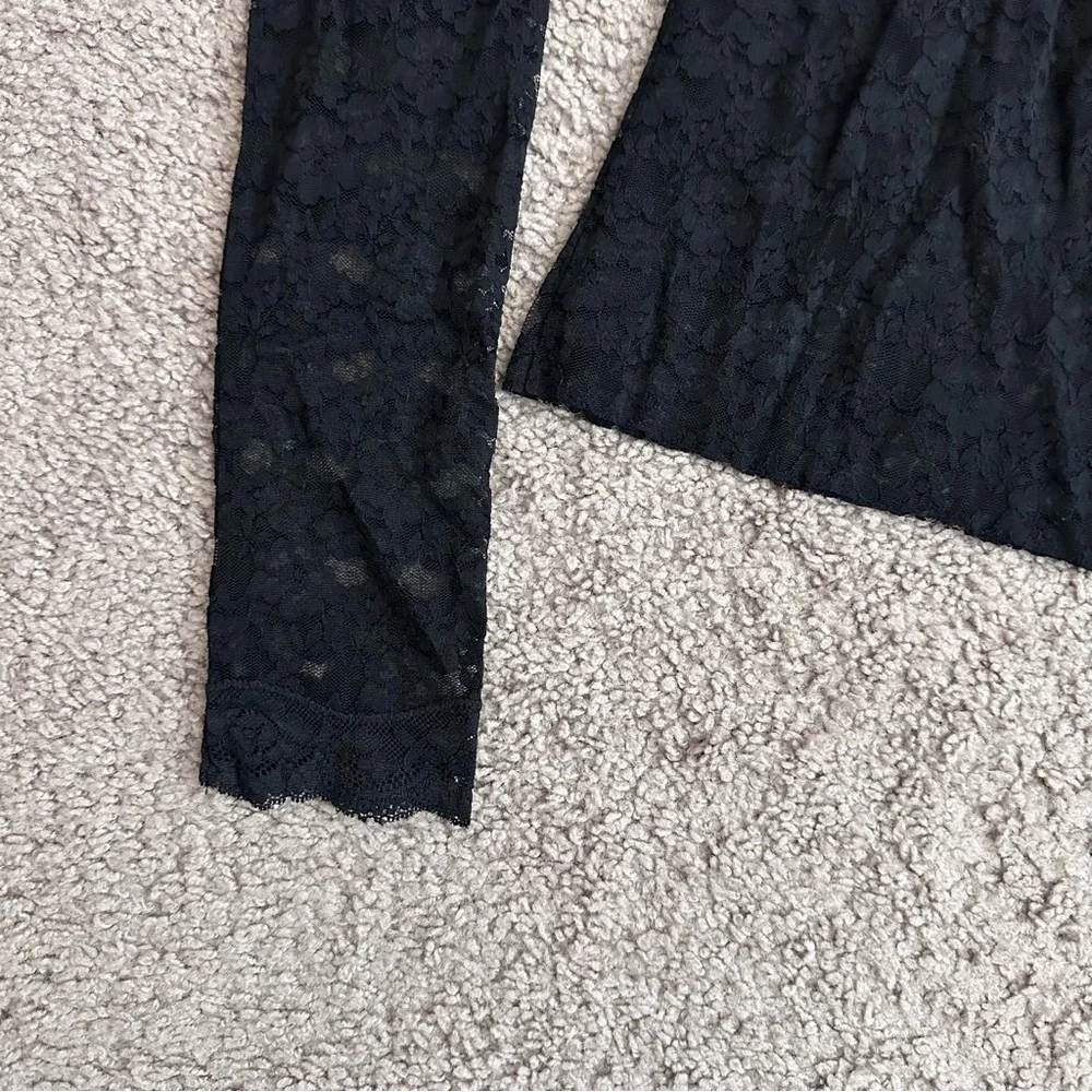 Free People Intimately Black Lace Long Sleeve Womens L